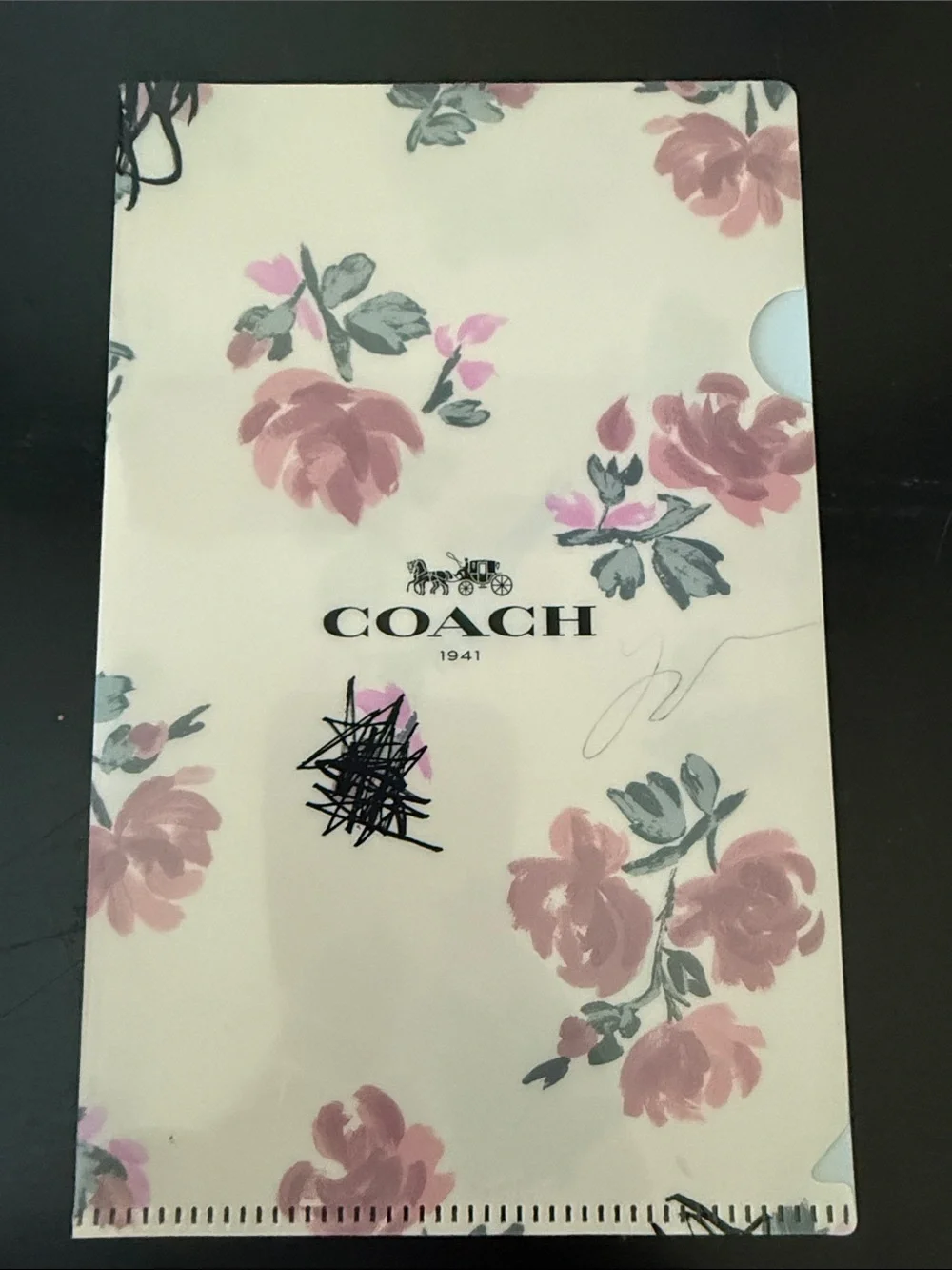 Coach Pink Floral Clear Folder